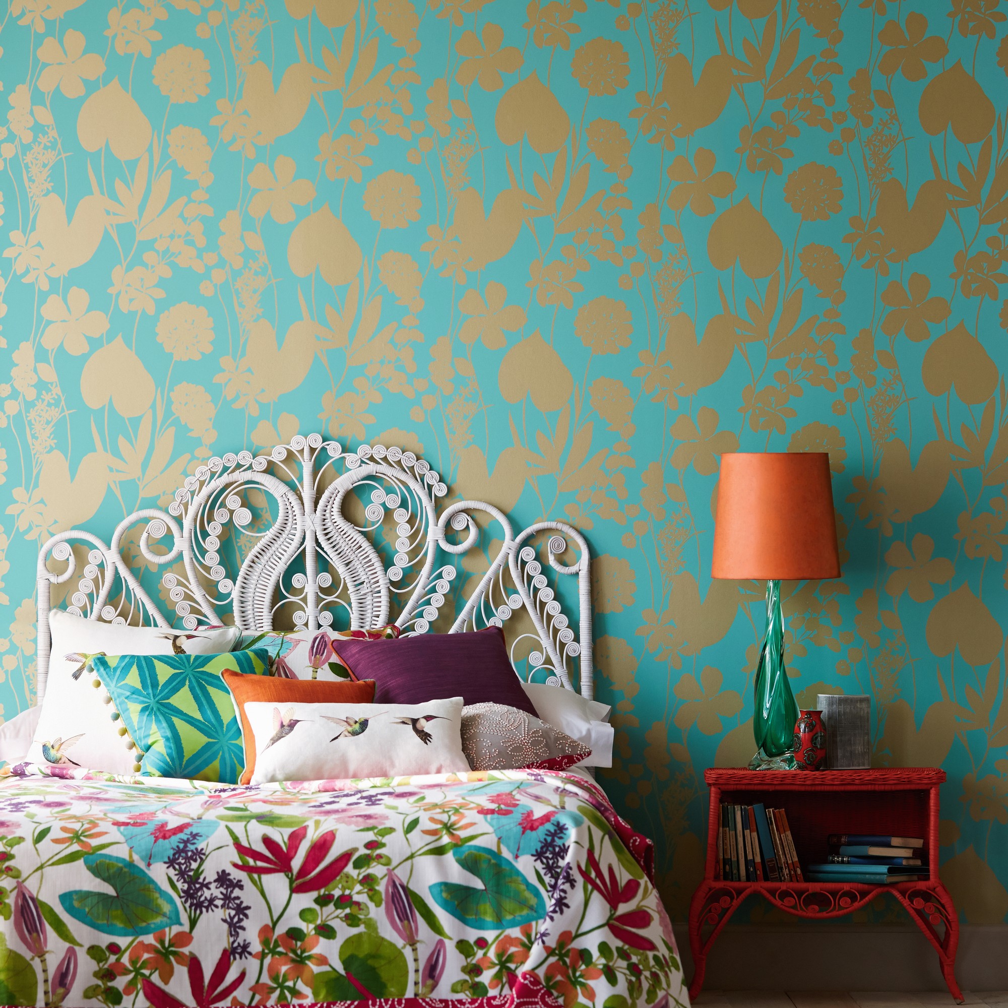 Nalina Floral Wallpaper 111049 By Harlequin In Lagoon Blue